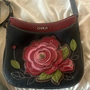 Chala Black and Red Floral Women's Bag